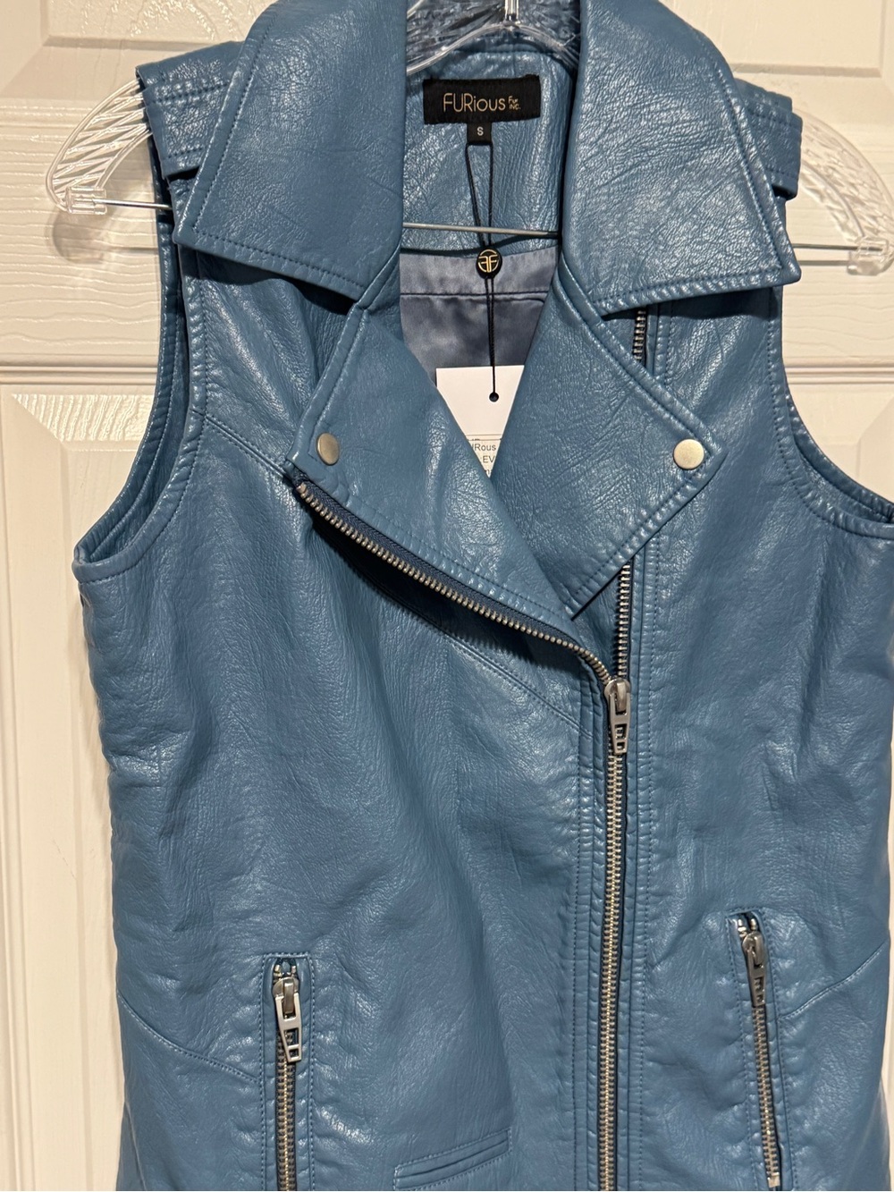 FURious Fur Inc Leather Moto Vest SM - Picture 2 of 4